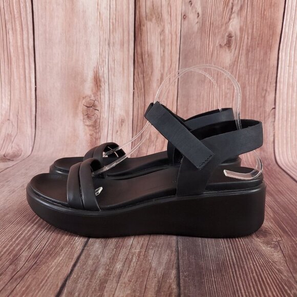 Ecco Flowt LX Womens Size 41 US 10-10.5 Black Strappy Wedge Sandals - Picture 2 of 14